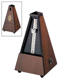 metronoom, pyramide-model, houten behuizing, echt walnoot, hoogglans afwerking, zonder bel