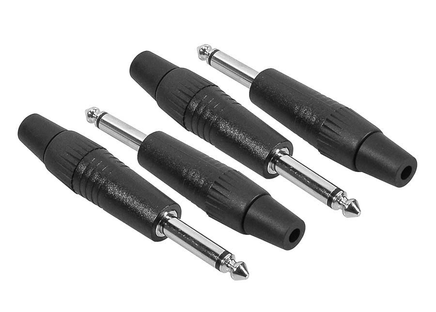 Boston S-2C-BK Jack plug, 6,3mm, 2-polig, aluminium zwart, rubber 7,5mm