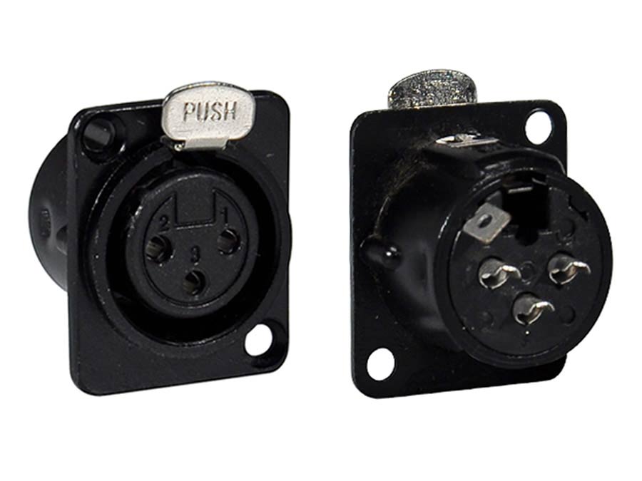 Boston XLR-3FDLBK Xlr chassis conn, female, 3-polig, zwart, 19 x 24mm