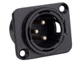 Boston XLR-3MDLBK Xlr chassis conn, male, 3-polig, zwart, 19 x 24mm