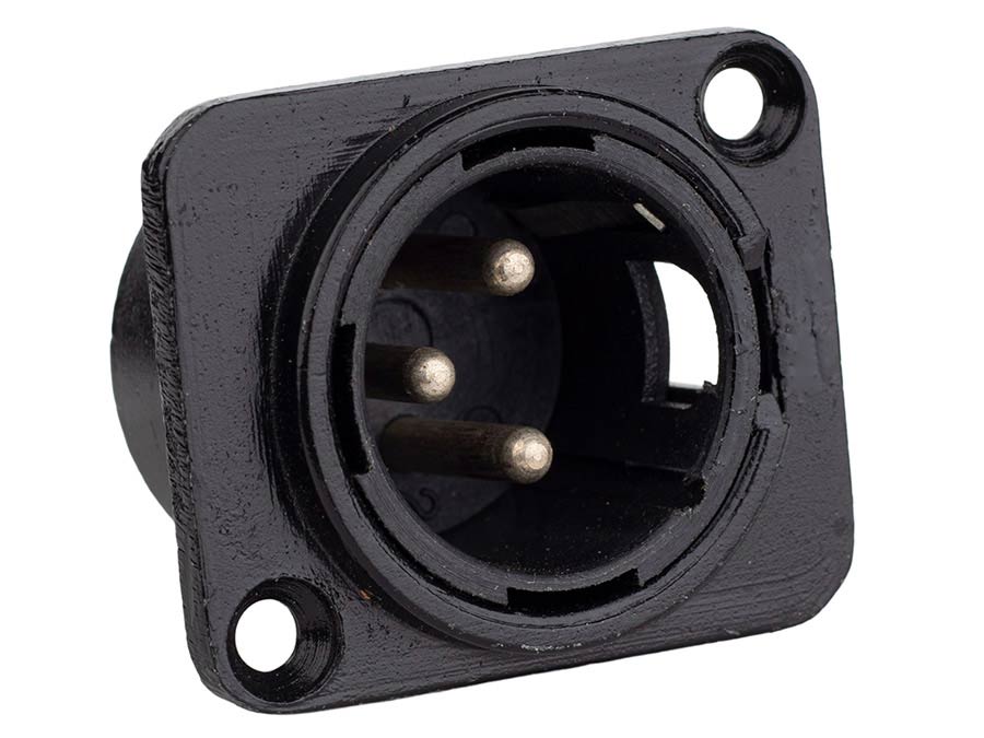Boston XLR-3MDLBK Xlr chassis conn, male, 3-polig, zwart, 19 x 24mm