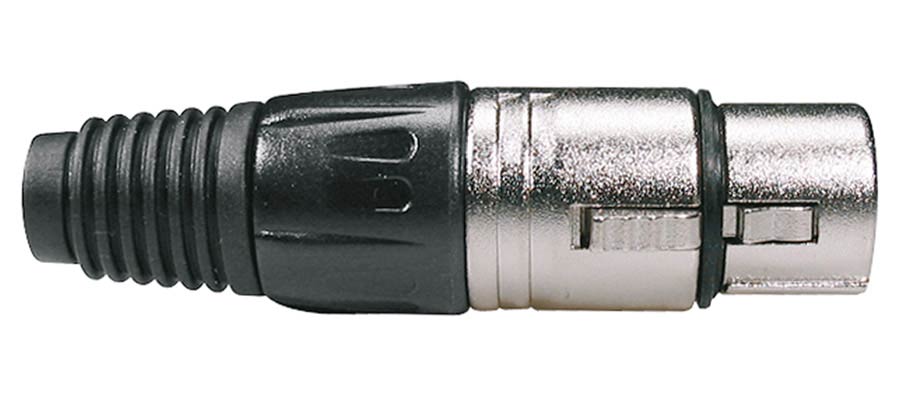 Boston XLR-3-FV Xlr plug, female, 3-polig, nikkel, zwarte kabel huls