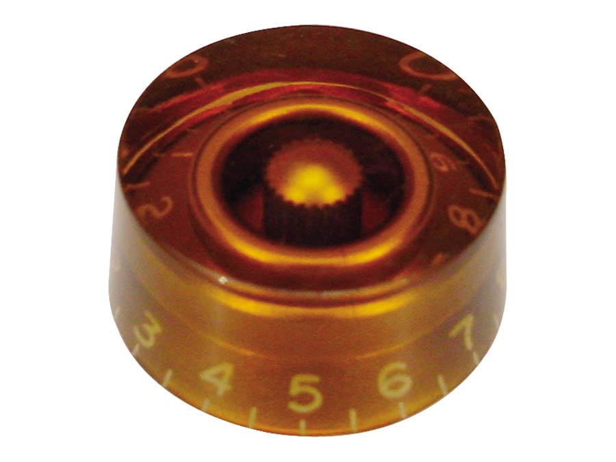 Boston KA-114 Speed knob (hatbox), for inch type pot shaft, transparent amber
