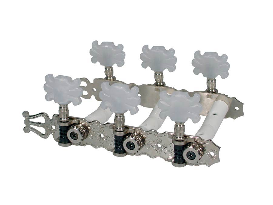 Boston 131-B Stemmechanieken voor klassieke gitaar, nylon as, 3x links+3x rechts, 70mm, nikkel, butterfly knoppe