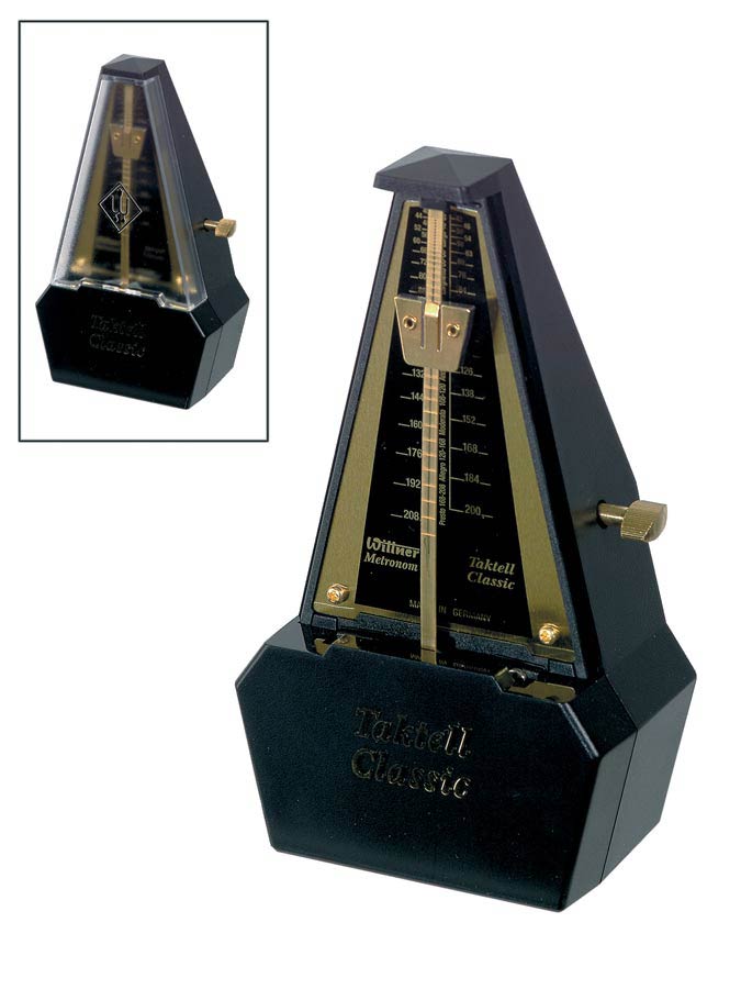 metronoom, pyramide-model, kunststof, zwart/goud, zonder bel