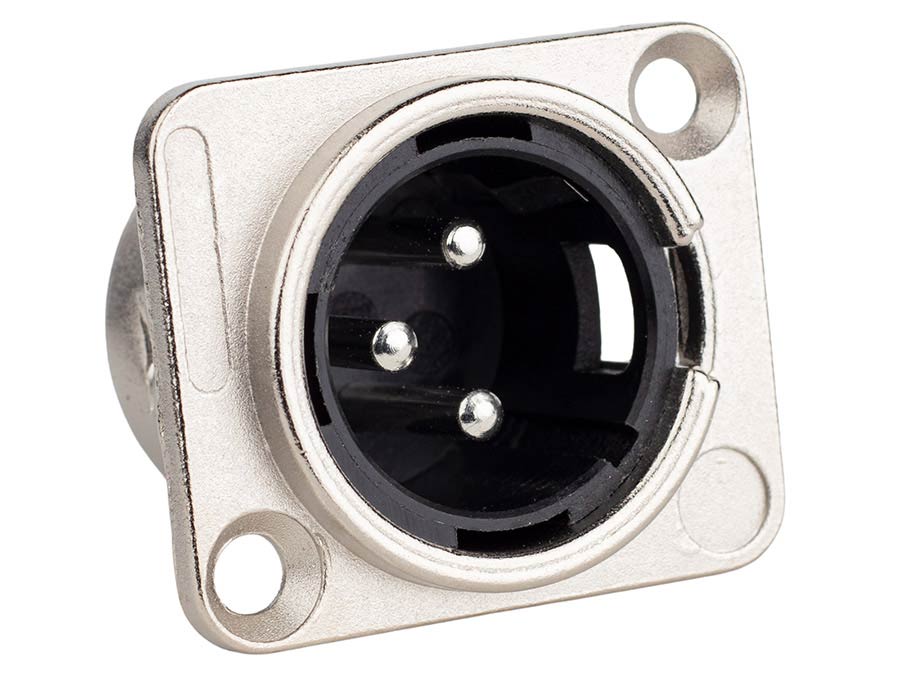 Boston XLR-3MDL Xlr chassis conn, male, 3-polig, nikkel, 19 x 24mm