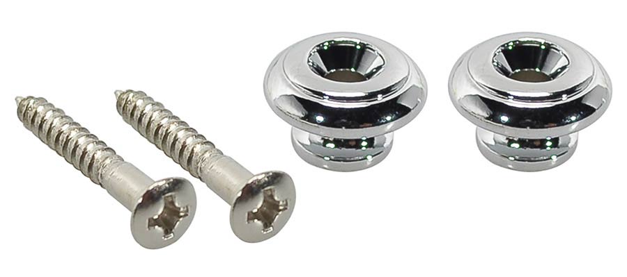 Boston EP-S-C Strap buttons, metaal, chroom, met schroef, v-model, diameter 15mm, 2-pack