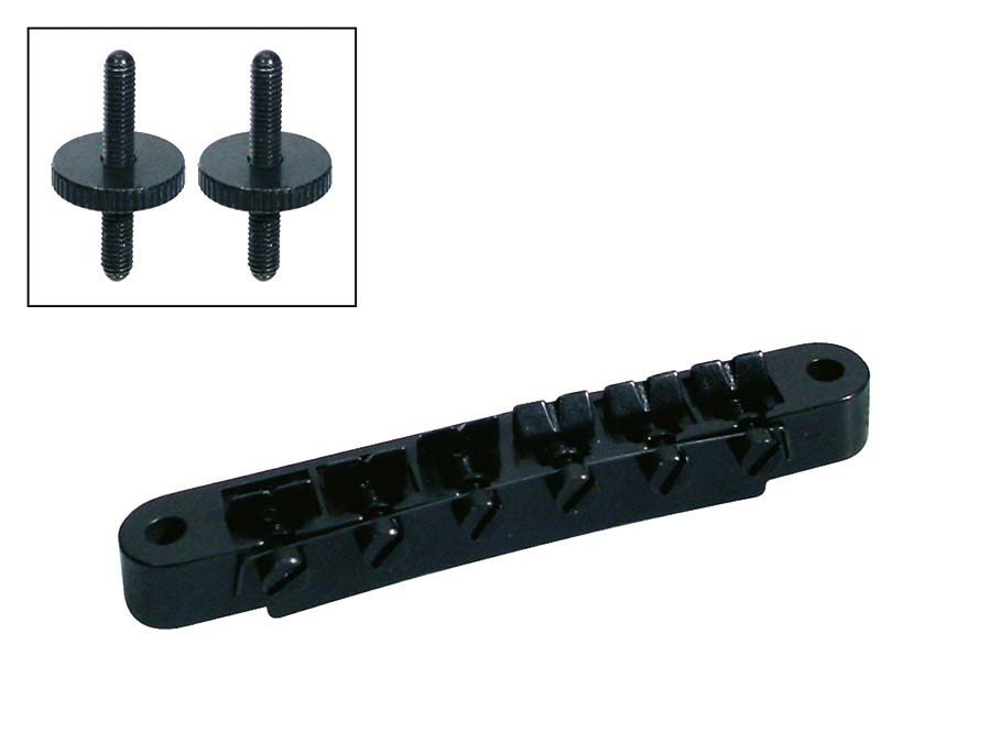 Boston B-161-B Brug voor e-gitaar, "tune'o matic", zwart, stud spacing 74,0mm, stud diam 4,0mm