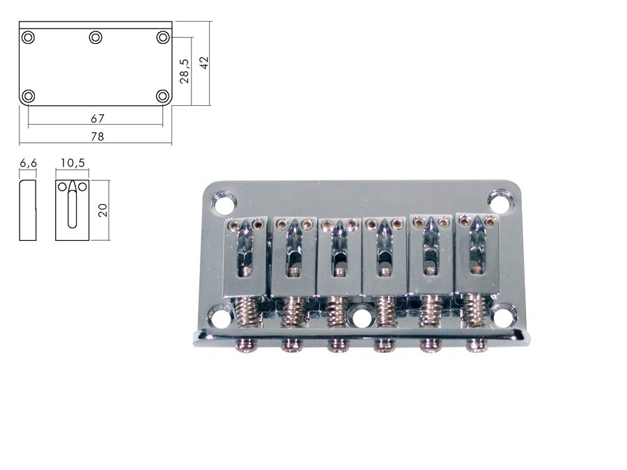 Boston B-1508-C Brug-staartstuk, Stallion, pitch 10,5mm, strings mounted in bridge, chroom