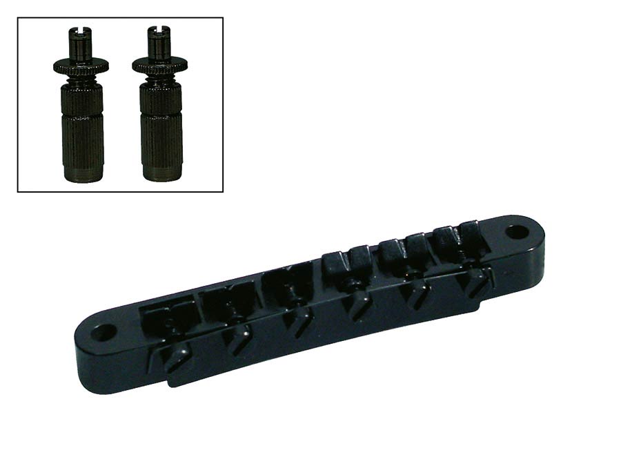 Boston B-165-B Brug voor e-gitaar, "tune'o matic", zwart, stud spacing 73,5mm, stud diam 6,0mm