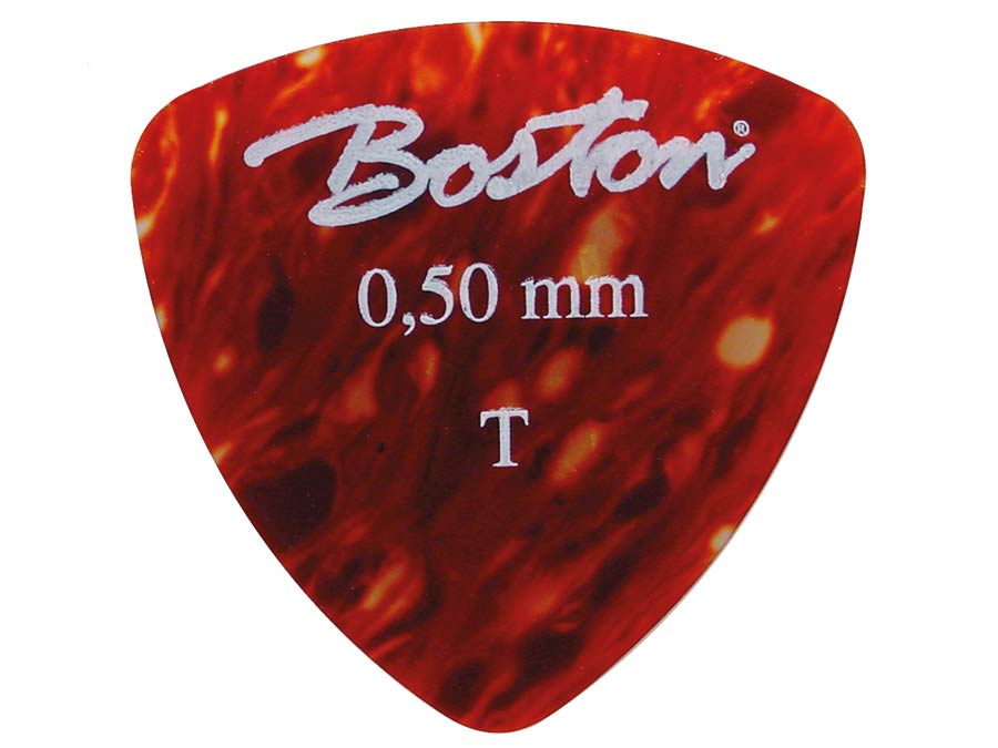 Boston PK-40-T 0.50 mm plectrums, celluloid, tortoise, thin, standaard driehoekig model, 24-pack