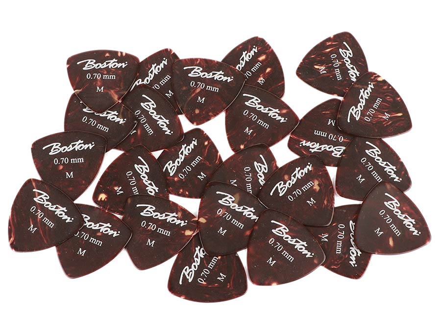Boston PK-40-M 0.70 mm plectrums, celluloid, tortoise, medium, standaard driehoekig model, 24-pack