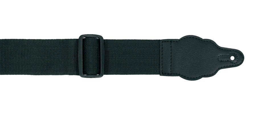 Boston GRS-1-BK Gitaarriemen 10-pack, nylon riemen met lederen eindstukken, 5 cm. breed, zwart