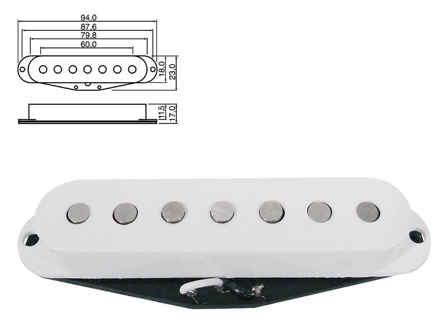 Boston PU-19-WH Pickup single coil Stallion 7-string, vintage alnico, white