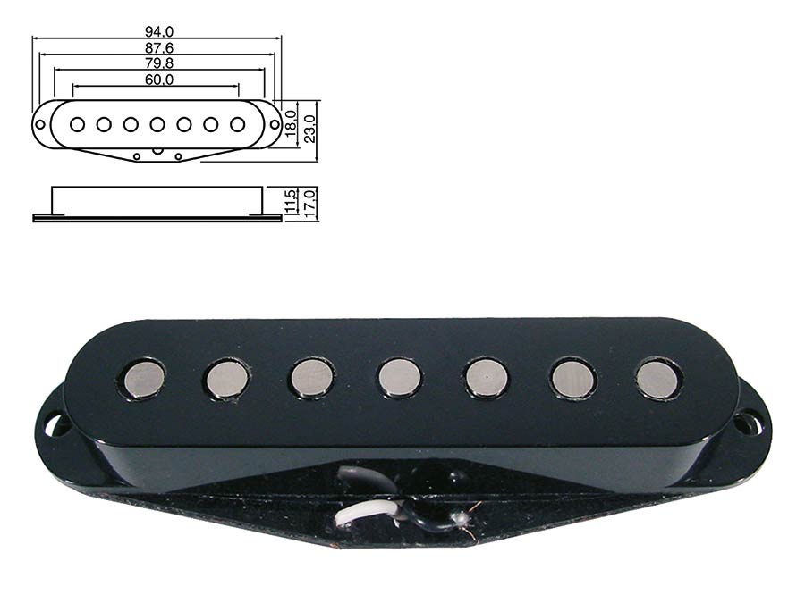 Boston PU-19-BK Pickup single coil Stallion 7-string, vintage alnico, black