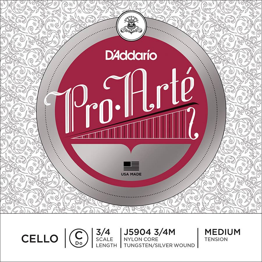 D'Addario J5904-34M Cellosnaar C-4 3/4 Zilver/tungsten