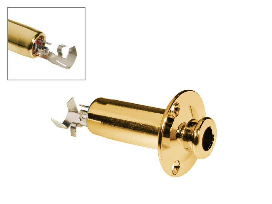 Boston EPJ-67-G Eindknop jack, solderen 6,3mm female jack, goud, vaste jack plaat