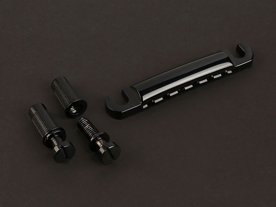 Boston T-70-AB Staartstuk gitaar, LP-model, zwart, aluminium, met studs and anchors