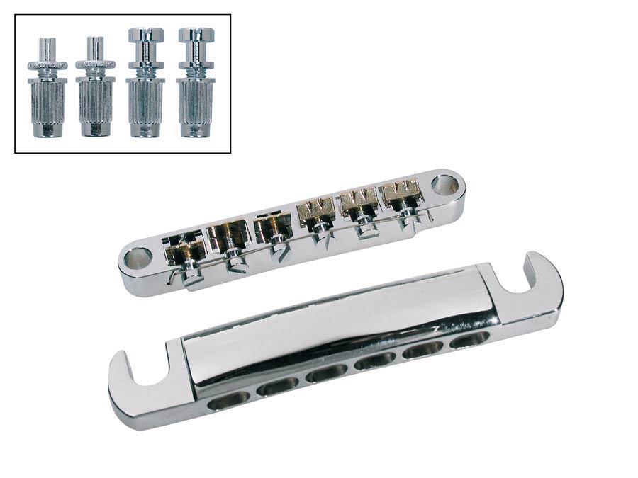 Boston BT-168-C Brug and tailpiece set, 12-snarig, chroom, met studs