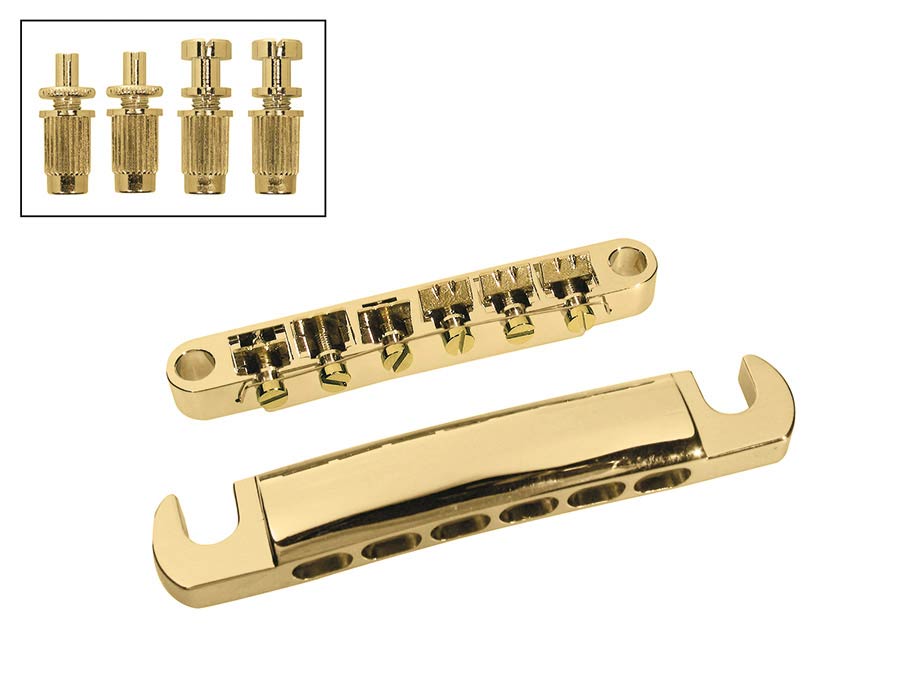 Boston BT-168-G Brug and tailpiece set, 12-snarig, verguld, met studs