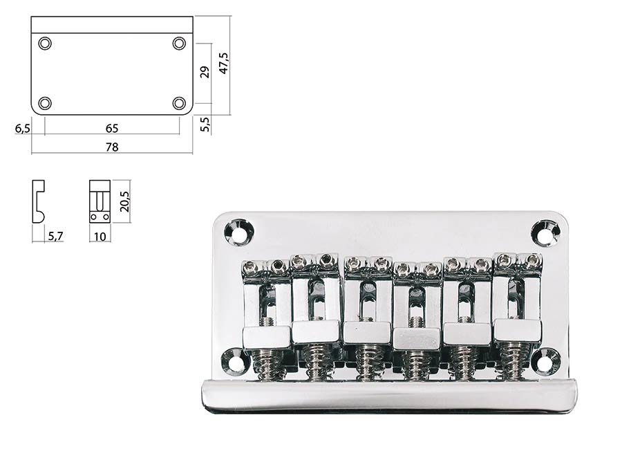 Boston B-1560-C Brug-staartstuk, Stallion, pitch 10,0mm, chroom