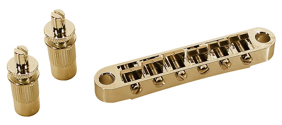 Boston B-166-G Brug voor e-gitaar, "tune'o matic", stud spacing 74,0mm, 12" radius, goud