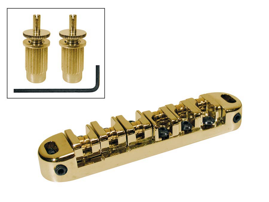 Boston B-200-G Brug voor e-gitaar, roller bridge model, goud, met studs