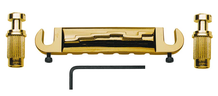 Boston T-90-G Brug-staartstuk, G-model, with studs, fixed staggered saddles, goud