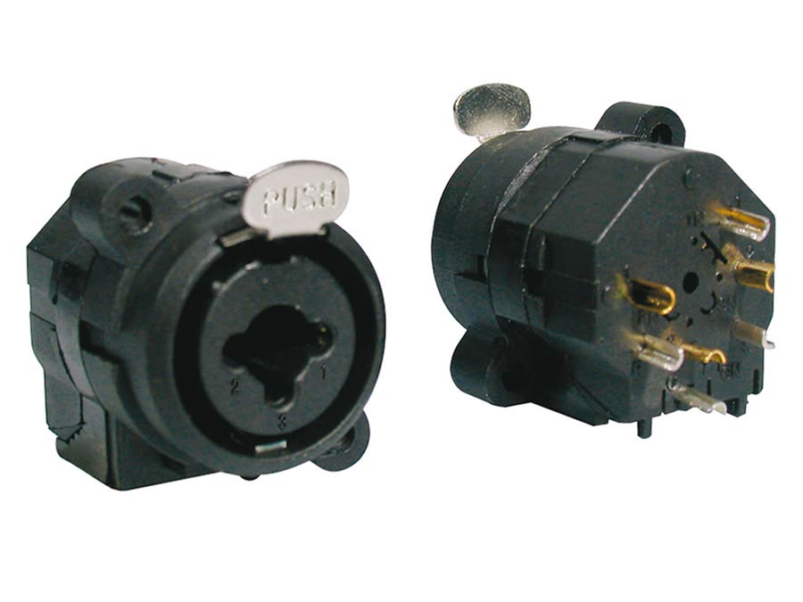 Boston XLRJ-3F Xlr chassis conn, female, 3-polig, zwart, combo model met 6,3mm female jack