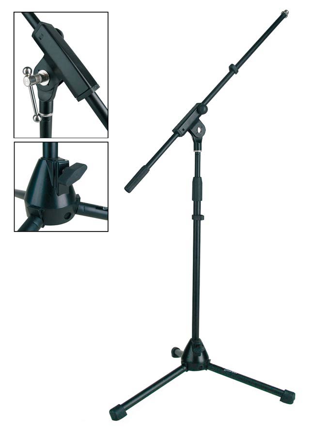 Boston MS-1350-BK Microfoonstatief, met hengel, zwart, max hoogte 100cm