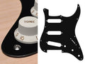 Boston ST-113-BM Slagplaat, Stallion, 1 ply, black mat, standaard, SSS, 3 pot holes, 3-5 switch