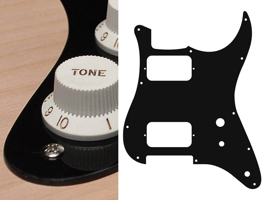 Boston ST-131-B Slagplaat, Stallion, 1 ply, black, HH, 2 pot holes, toggle switch