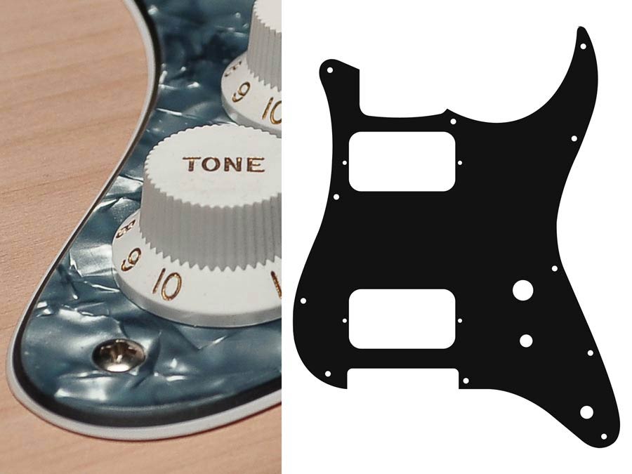 Boston ST-331-PB Slagplaat, Stallion, 3 ply, pearlblack, HH, 2 pot holes, toggle switch