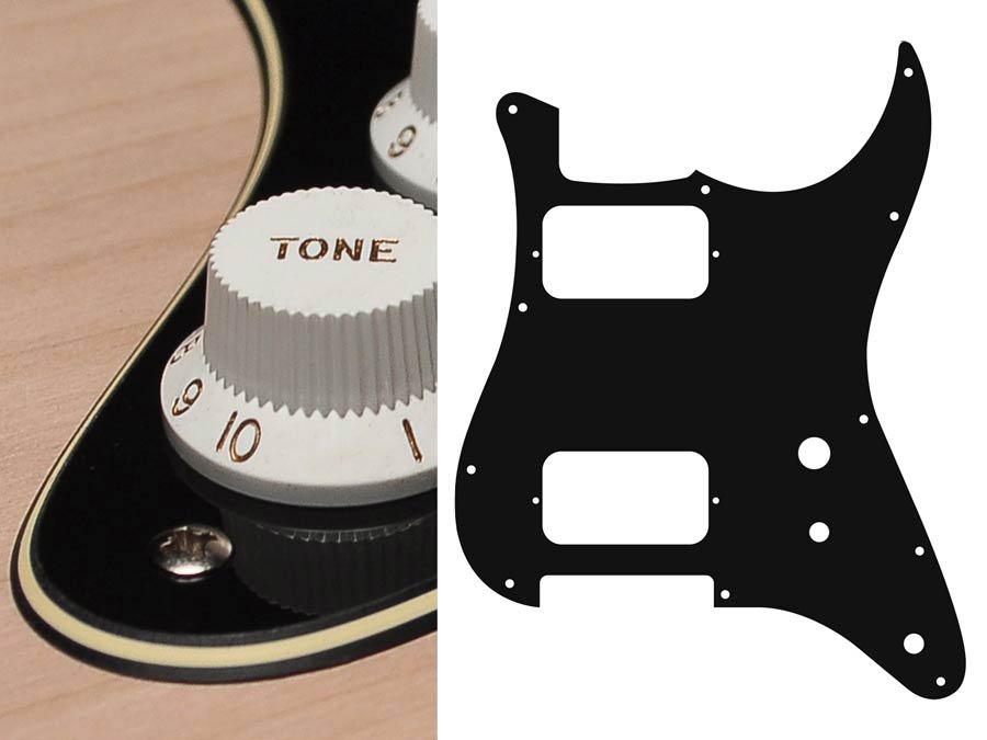 Boston ST-331-BC Slagplaat, Stallion, 3 ply, black and cream, HH, 2 pot holes, toggle switch