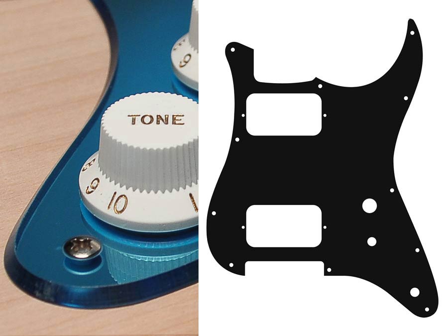 Boston ST-231-MU Slagplaat, Stallion, 2 ply, spiegel blauw, hh, 2 pot holes, toggle switch