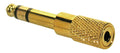 Boston AT-165-G Verloop plug, 3,5mm jack female stereo, 6,3mm jack male stereo, goud metaal