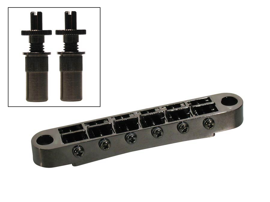 Boston B-162-B Brug voor e-gitaar, "tune'o matic", zwart, stud spacing 73,0mm, stud diam 6,5mm
