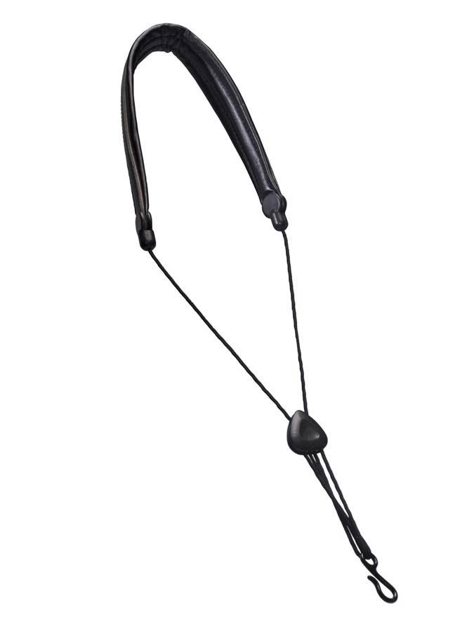Boston SR-35-BK Riem voor saxofoon, leder look, gevoerd, zwart, breedte: 35 mm
