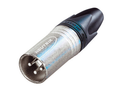 xlr plug, male, 3-polig, nikkel behuizing, zilveren contacten