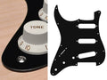 Boston SL-113-BM Slagplaat, Stallion, 1 ply, black mat, standaard, SSS, 3 pot holes, 3-5 switch, linkshandig