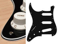 Boston SL-413-B Slagplaat, Stallion, 4 ply, black, standaard, SSS, 3 pot holes, 3-5 switch, linkshandig