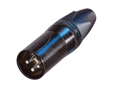 xlr plug, male, 3-polig, zwart behuizing, zilveren contacten