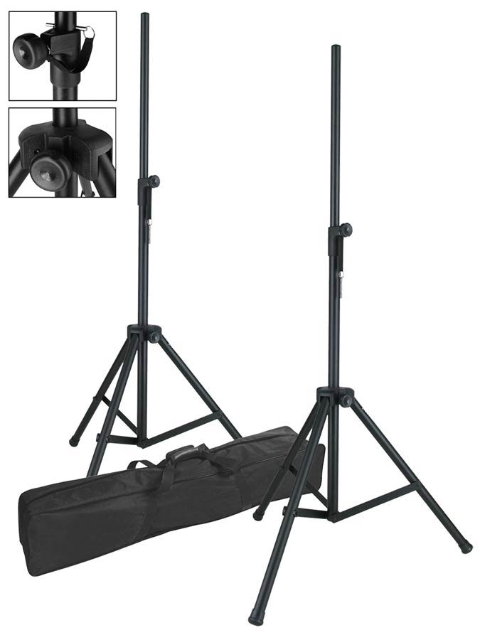 Boston BS-105-BKB Speakerstatief, zwart, max hoogte: 200 cm, luchtgeveerd, aluminium, lichtgewicht, 1 set incl. tas