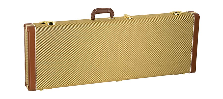 Boston DGC-ST-VT Koffer voor elektrische gitaar, vintage tweed, goudkleurige hardware, groen fluwelen interieur