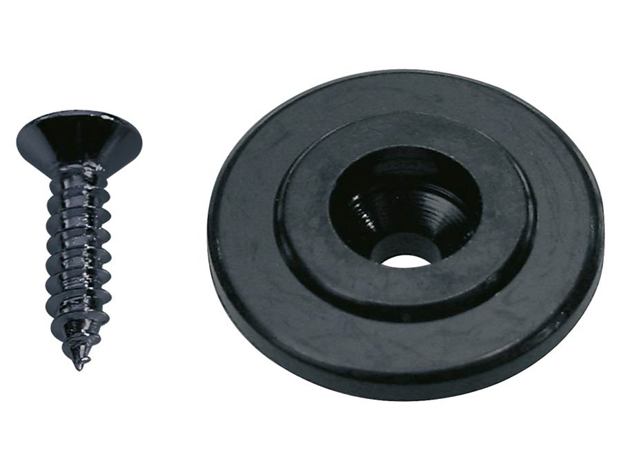 Boston SH-15-B Snaargeleider voor bass gitaar, knoop model, zwart, inclusief schroef, 19mm, hoogte 7mm