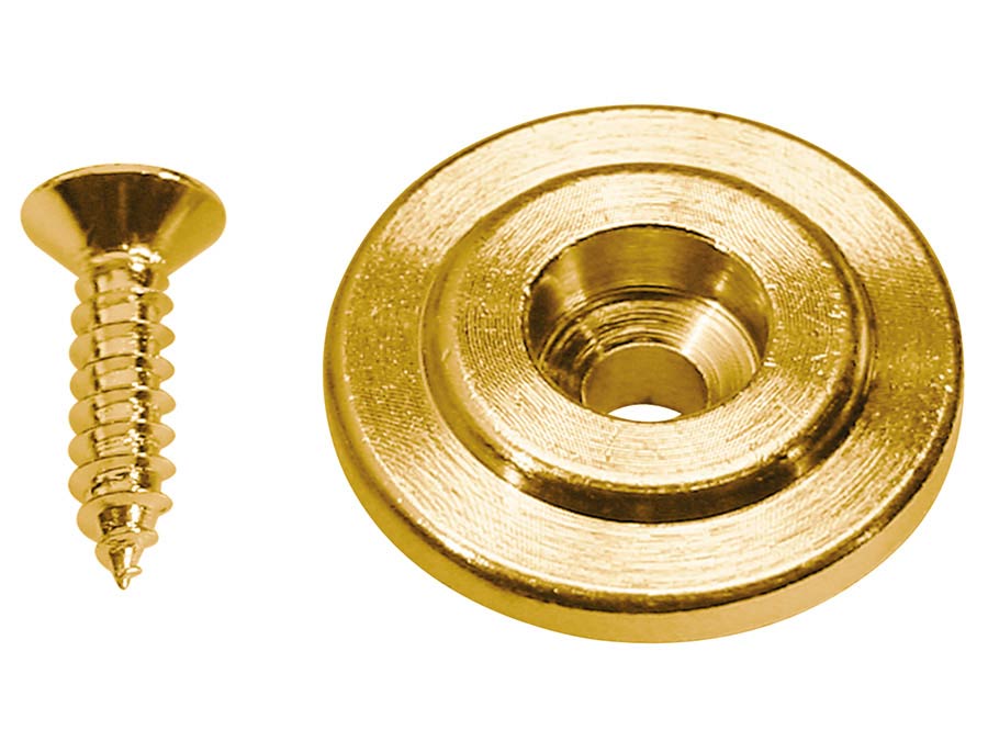Boston SH-15-G Snaargeleider voor bass gitaar, knoop model, goud, inclusief schroef, 19mm, hoogte 7mm