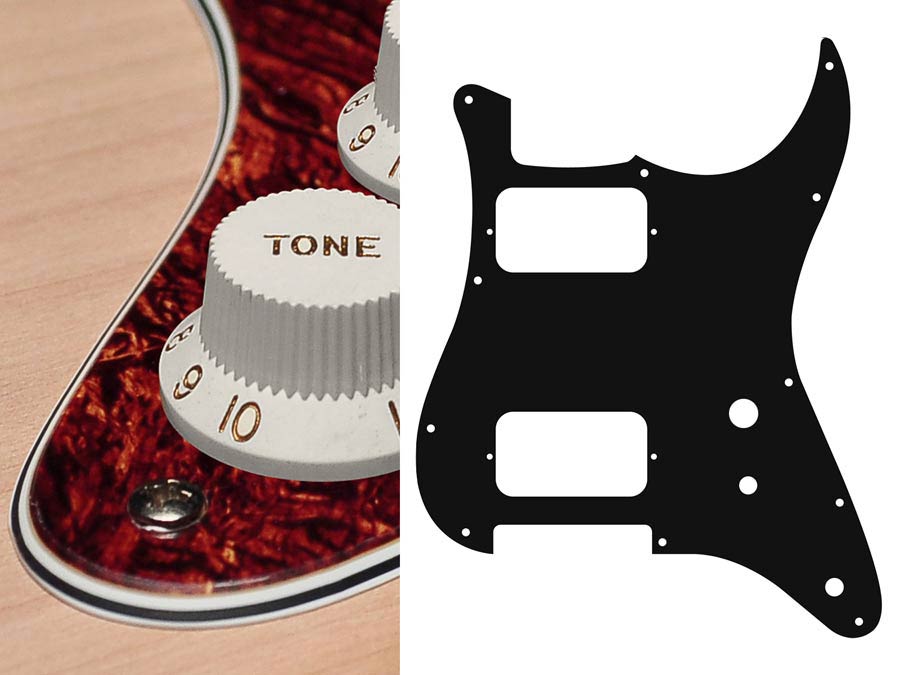 Boston ST-431-TM Slagplaat, Stallion, 4 ply, tortoise medium, HH, 2 pot holes, toggle switch