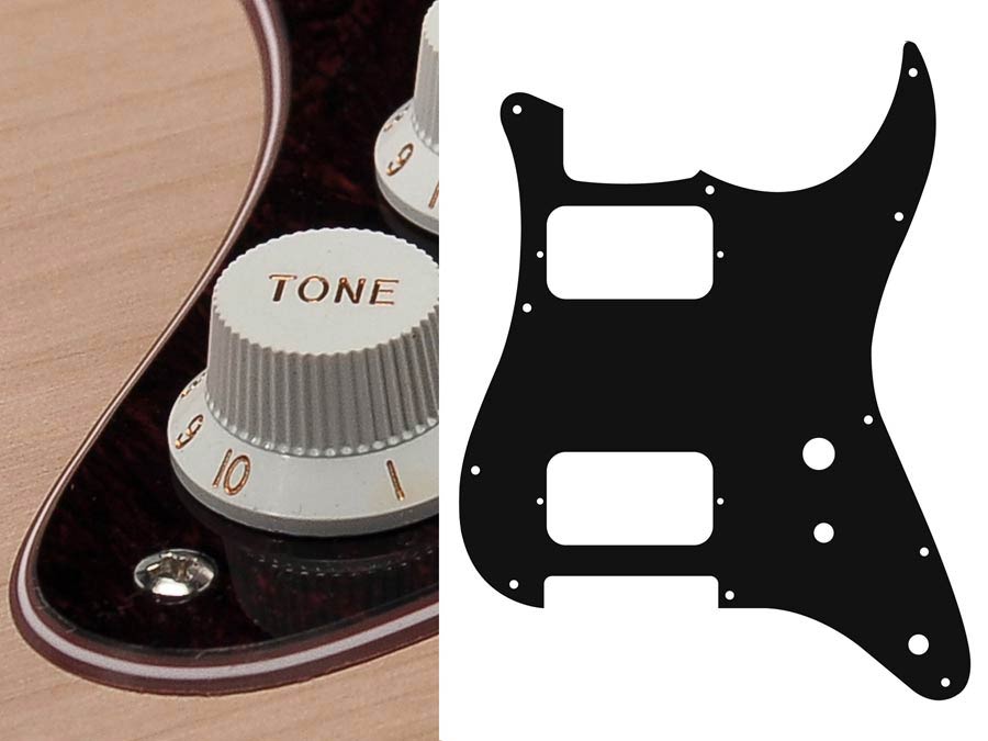 Boston ST-431-TD Slagplaat, Stallion, 4 ply, tortoise dark, HH, 2 pot holes, toggle switch
