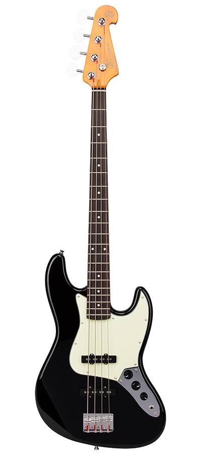 SX: 62 J-Style Elektrische Basgitaar, 2 Single Coil Pickups, Tas, Zwart