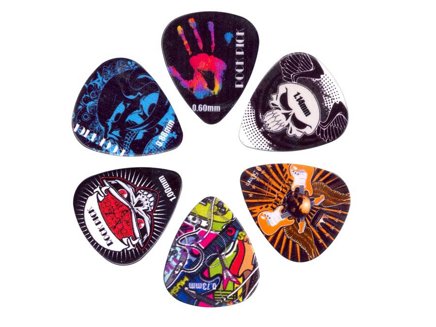 Boston BRP6-MIX Plectrum 6-pack, celluloid, diverse dikten: 0.50/0.60/0.73/0.88/1.00/1.14mm